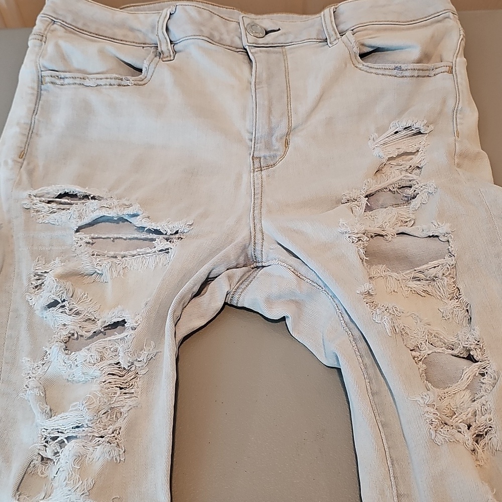American Eagle Super Stretch Size 14 Light Wash High Rise Jeggings - Picture 5 of 8